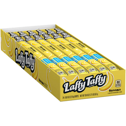 0.81 (Pack 24) Laffy Taffy Rope Candy, Banana Flavor, Ounce Ropes