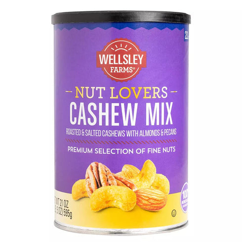 Wellsley Farms Nut Lovers Cashew Mix Roasted and Salted Cashews, Almonds, Pecans