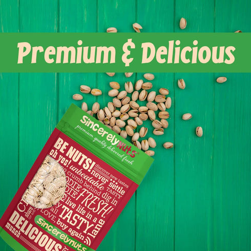 1LB Sincerely Nuts Large Pistachios Roasted Salted in Shell Bag Healthy Snack Food Source of Fiber, Protein, Vitamins