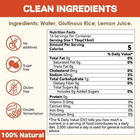 Sauce Grandmaster Glutinous Rice Lemon Balsamic Vinegar - Double Freshness of Natural Lemon & Smooth Vinegar, Naturally