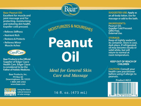 (16 Baar Expeller, Cold Pressed Peanut Oil from Roasted Peanuts Grown in The United States - Kosher - GMO and Solvent