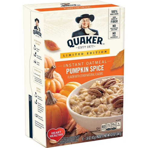 Quaker 8 1.51oz packets (pack 3) Oats Limited Edition Pumpkin Spice Oatmeal