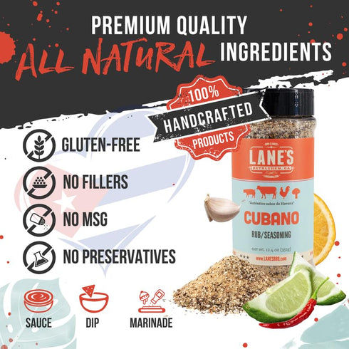 12.4 Oz Lane's Cubano Cuban Seasoning Rub, All-Natural Cuban Spice Blend, Perfectly Balanced Taste for Your Favorite
