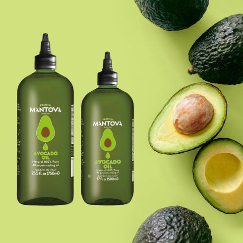 (17 oz, Mantova Squeeze Oils Extra Virgin Olive Oil and Avocado Cooking Oils in Squeeze Bottles for Drizzling, Salads