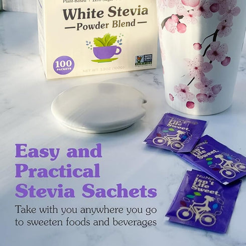 NuNaturals White Stevia Powder Packets, Single-Serve, Zero Calorie Sugar Substitute, 100 Count