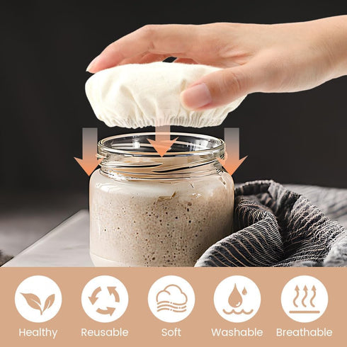 Olnverath 9pcs Set,3 Cover,3 Thermometer,3 Sourdough Starter Bread Fermentation Feeding Date Band,Sourdough Bread