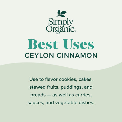 2.08 Simply Organic Ceylon Ground Cinnamon, Ounce, Non-GMO Organic Cinnamon Powder
