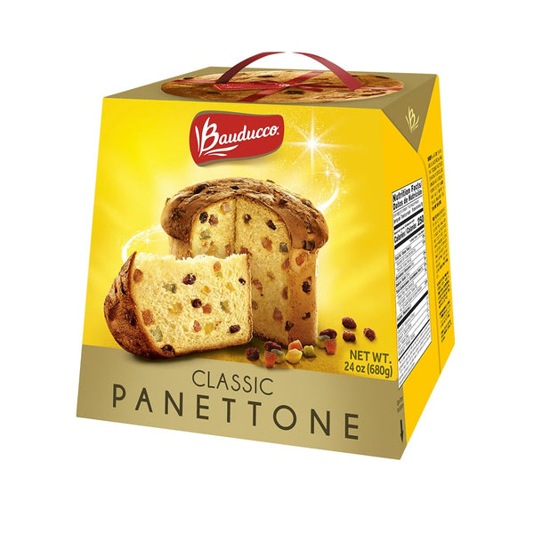 Bauducco Classic Panettone - Moist & Fresh Holiday Cake, Traditional Italian Recipe with Candied Fruit, 24.0oz