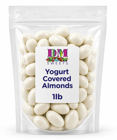 DM Sweets Yogurt Covered Almonds - 1 lb of White Sweet Yogurt Dipped Fresh