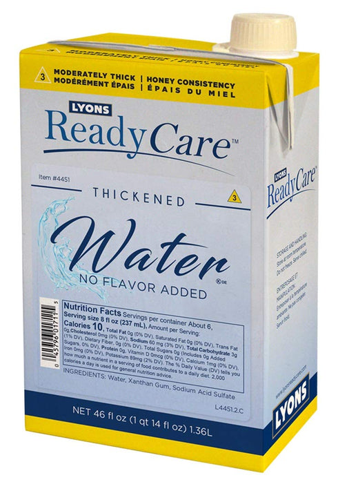 Lyons ReadyCare Thickened Water Clear No Flavor Added for Dysphagia & Swallowing