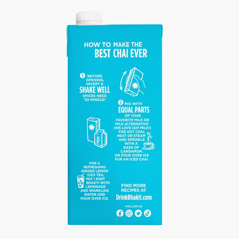 32oz (8 Bhakti Chai Tea Concentrate | Original, Organic Fresh Ginger, Black Tea, Sweetened, Spiced, Dairy-Free, Vegan