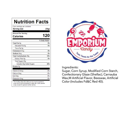 Emporium Candy 2 lbs Jumbo Cinnamon Jelly Beans Spicy Sweet Flavor, Large Gourmet Jellybeans, Chewy Bulk, Bright Red