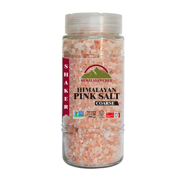 Himalayan Chef Himalayan Pink Salt, Coarse Salt, Grain, Glass Jar-17.5oz, 1.09 Pound