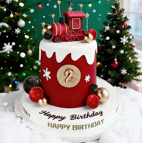 JeVenis Christmas Train Cake Decoration Train Cake Topper Train Theme Birthday Decorations Baby Shower Party Supplies