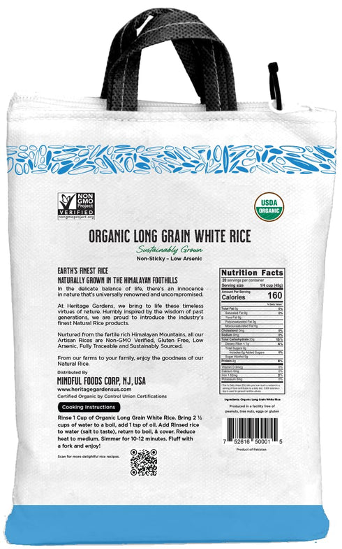Earth's Promise 32 oz (2 lb) Heritage Gardens Organic Long Grain White Rice Extra Long Grain, Non-GMO, Gluten Free