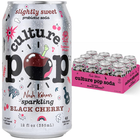 Culture Pop Soda, Noah Kahan's Sparkling Black Cherry, Probiotic Low Sugar Soda,