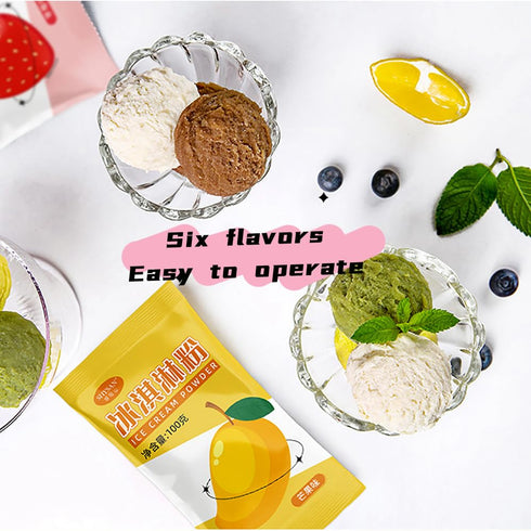 GDFFKS 30 100g 3.5 (Pack 6) Ice Cream Mix Kits for Home Ice Cream Makers, Ready in Minutes. Bags, Ounces, Six Flavors