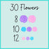 Set 60 of Edible Unicorn Icing Flowers - Lavender & Pink Sprinkles