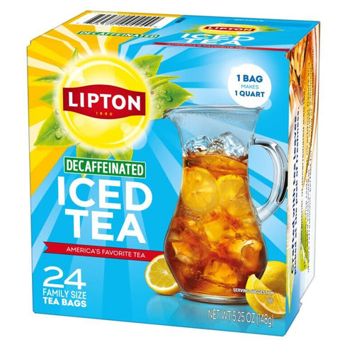 144 (24ct Pack 6) Lipton Decaf Black Iced Tea Bags, Family Size Zero Calories, Total Tea Bags