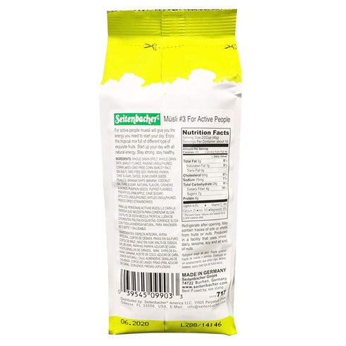 Seitenbacher #3 16 (Pack 6) Muesli Cereal For Active People Fruit Mix Ounce