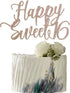 Happy Sweet 16 Cake Topper, Cheers to 16 Years, Rose Gold Decoration for 16th Birthday or Wedding Anniversary