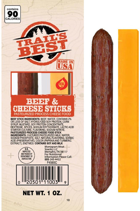 Packs 1oz (20 Count) Trail's Best Twin Beef and Cheese - Each
