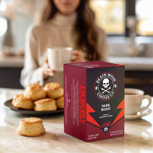 10 Pack Death Wish Coffee, Single Serve Coffee - Each of Medium, Dark, and Espresso Roast - Mixed Roast Variety