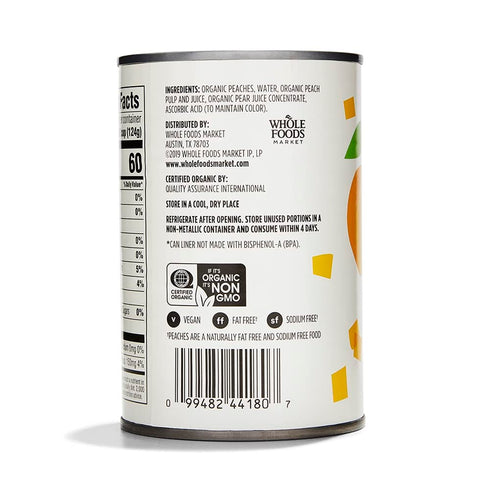365 15 by Whole Foods Market, Organic Yellow Cling Peach Slices, Ounce