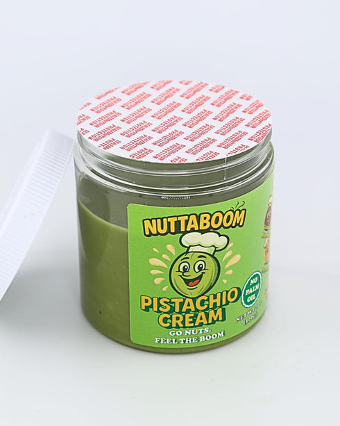 Nuttaboom 8oz Pistachio Cream Spread Natural Nut Butter with Shea Butter & Organic Coconut Oil, No Palm Oil, Healthy