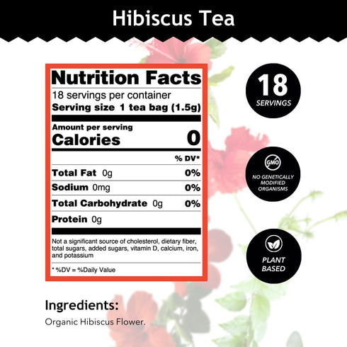 Wellbeing 100% 18 (Pack 1) Buddha Teas - Hibiscus - Organic Herbal Tea - For Health & - With Antioxidants, Vitamin C