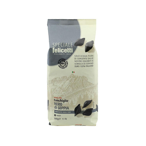 Felicetti Squid Ink Conchiglie Pasta, 500 GR | Organic Pasta