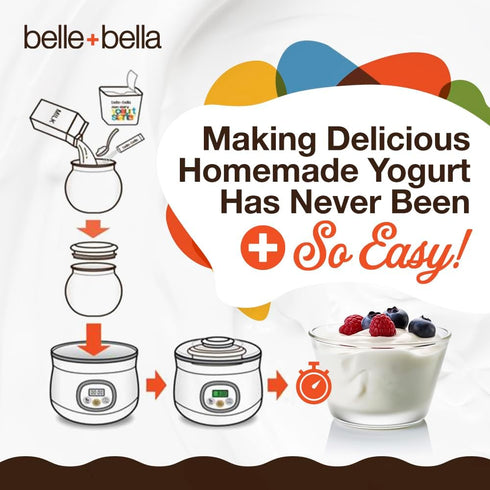 Belle + Bella Non-Dairy Vegan Yogurt Starter - Gluten Free, No Added Sugar, Non GMO - 3 Boxes Makes 12 Quarts