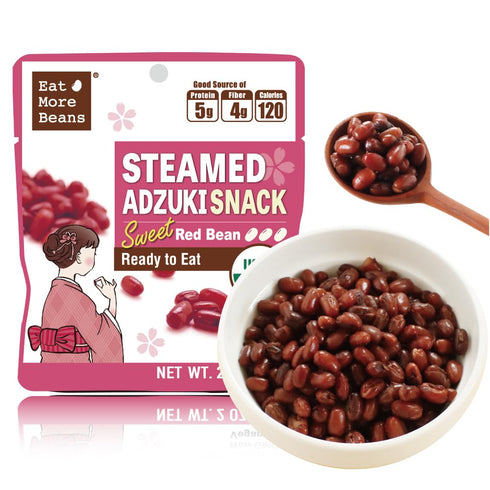 Eat More BeansSTEAMED ADZUKI SNACK -Sweet Red Bean, steamed bean, Organic Adzuki
