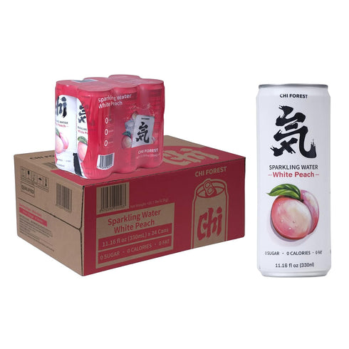 0 0 11.16 oz, Pack 24 CHI FOREST White Peach Sparkling Water, Calories and Suger Flavored Bubbly Water, Fl