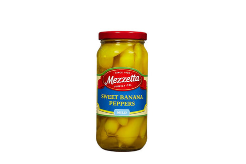 16 OZ Pack 6 Mezzetta Sweet Banana Peppers - Sweet & Crunchy Peperoncini Alternative for Hamburgers, Hot Dogs