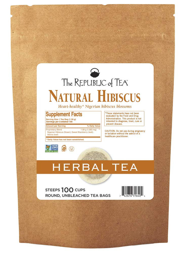 The Republic of Tea Natural Hibiscus Tea Super Refill, 100 Tea Bags,