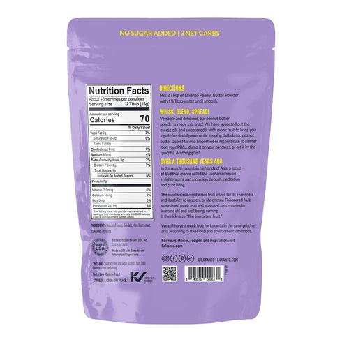 7g 3g (8.5 Oz) Lakanto Peanut Butter Powder - Sweetened with Monk Fruit Sweetener, Protein, Powdered PB from Roasted