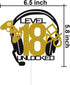 Level 18 Unlocked Cake Topper, Video Game Happy 18th Birthday Cake Decorations, Game Controller Cake Decor, 18 Years Old Party Supplies Gold & Black Glitter