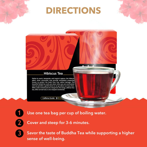 Wellbeing 100% 18 (Pack 1) Buddha Teas - Hibiscus - Organic Herbal Tea - For Health & - With Antioxidants, Vitamin C