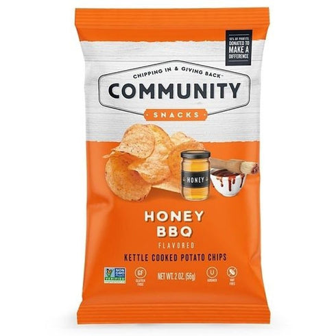 Community Snacks 25 Count 2 Oz - Honey BBQ Flavor Kettle Cooked Potato Chips - Bags - Non-GMO, Gluten-Free, Kosher