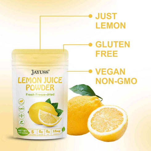 Jayuss 8.82 100% 250g Lemon Juice Powder Ounce, Natural, Freeze Dried Lemon Juice, No Sugar or Additives, Great