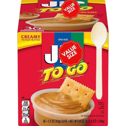 Elesbo 22 ifff TO GCreamy Peanut Butter, Individual Cups with Spoons, 36 Count, Travel