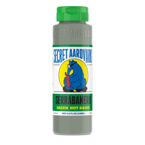 Secret Aardvark Serrabanero Hot Sauce, 8 fl oz - Green Spicy Sauce, Non-GMO, Low Carb
