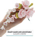 1 Count Sugar Blossom Cake Spray Gumpaste Flowers for Cake Decorating Soft Pink Cherry Blossoms with Green Leaves by