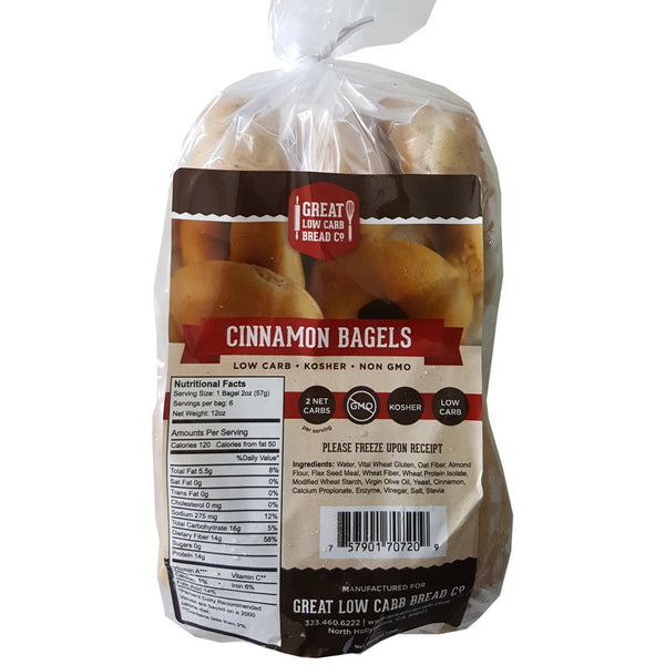 GLCB Company Original Low Carb Bagels by Great Low Carb Company, 6 Count (Cinnamon