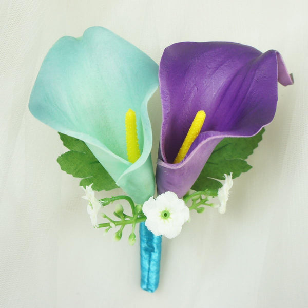 Wedding Floral Purple Calla Lilies with Crystals Berries Bling (2 Calla Lilies