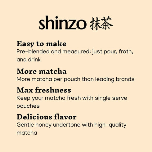 10 Shinzo - Honey Matcha | Premium Flavored Japanese Matcha | Single Serve for Maximum Freshness - Pouches