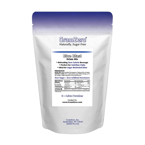 GramZero Blue Blast Zero Calorie Sugar Free Drink Mix, Great For Nutrition Club Loaded Teas, Stevia Sweetened