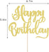 Happy Birthday Cake Topper, Birthday Party Decoration Supplies, Photo Booth Props (Gold)