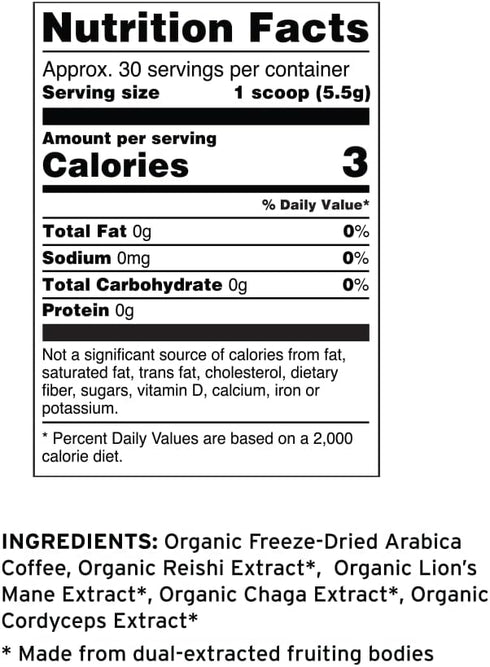 30 4.75oz Terrasoul Superfoods Organic Instant Mushroom Coffee, Servings, - Fair-Trade | Freeze-Dried | Medium Roast |
